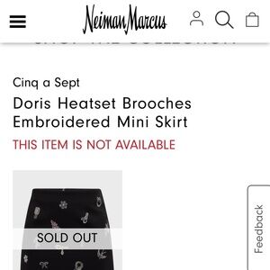 NWT Cinq à Sept Cheyenne Embellished Black Embroidered Mini Skirt Size 6